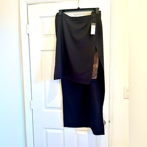 New BCBG Lace High Low Black Skirt